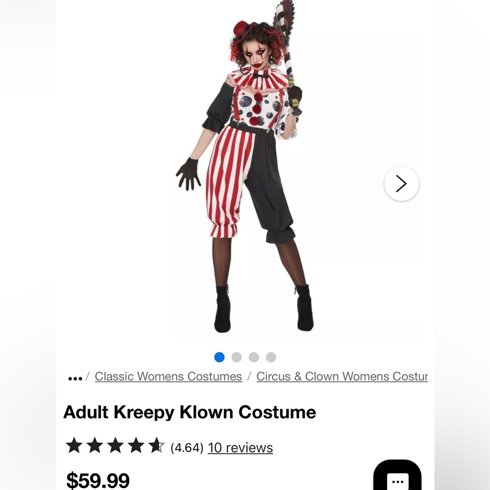 Spirit Kreepy Klown Costume - Red, Black, White